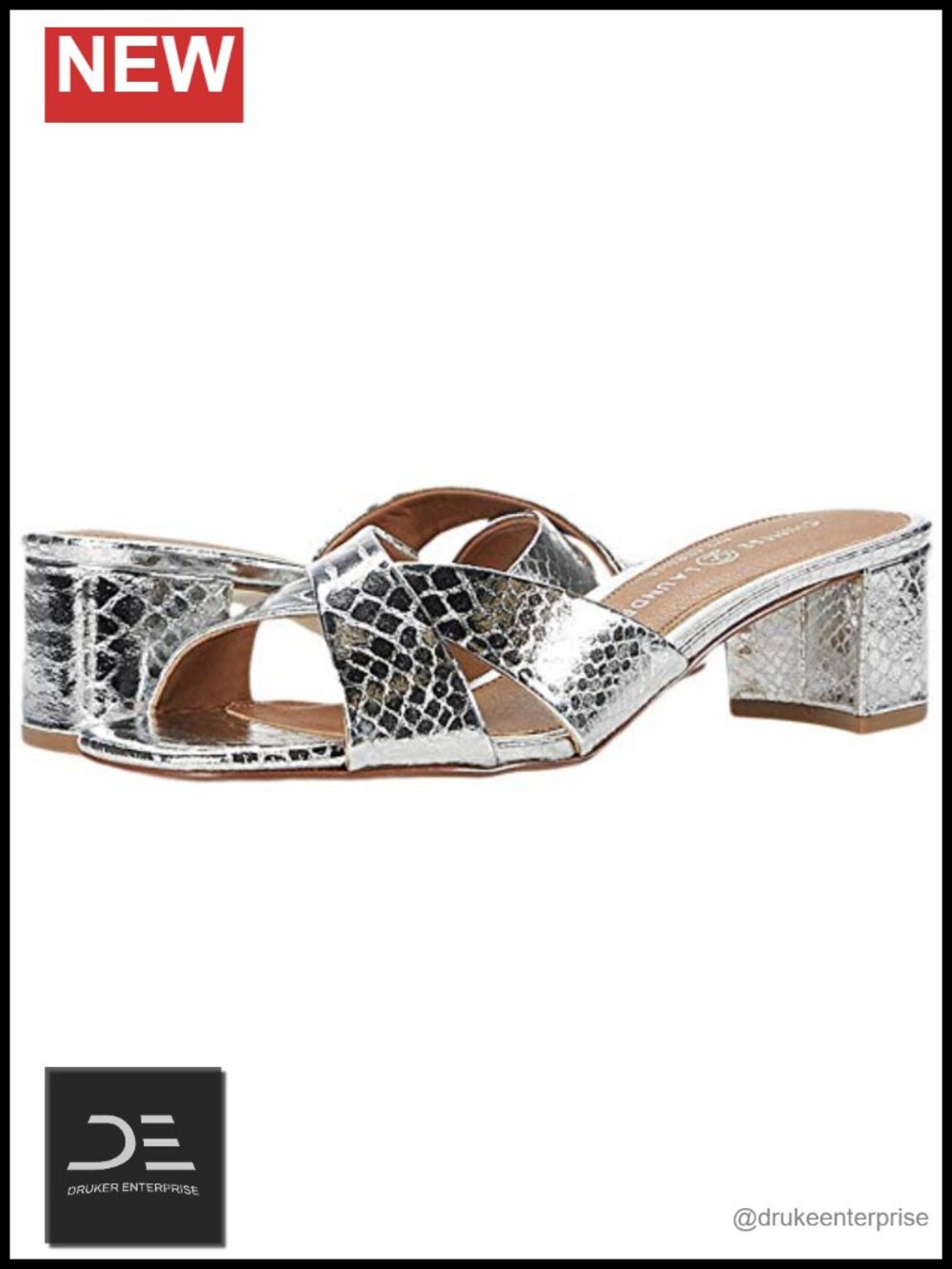 Women's Square Toe Rhinestone Block Heel Slide Sandals Ankle Strap Slip On